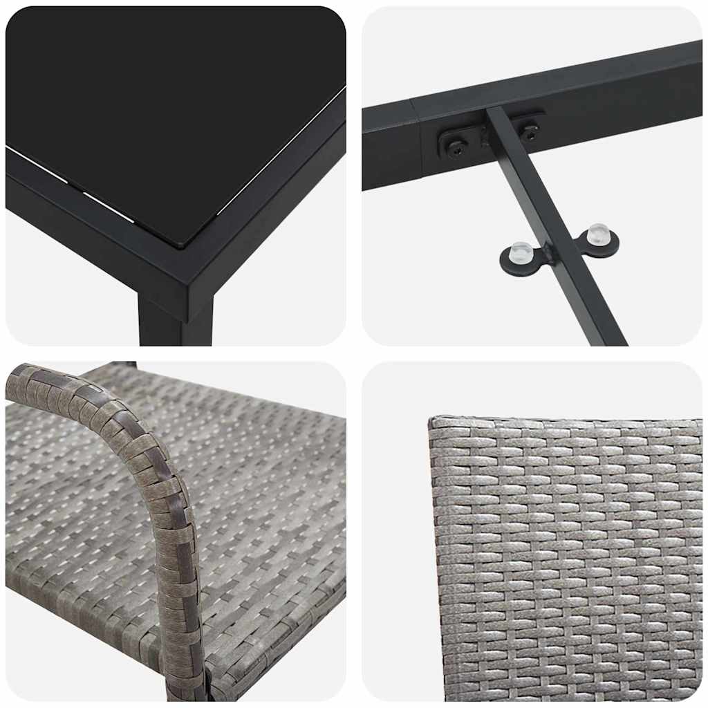 Σέτ φαγητού για κήπο με μαξιλάρι 3 pcs Γκρι συνθετικό ρατάν - Pakobazaar