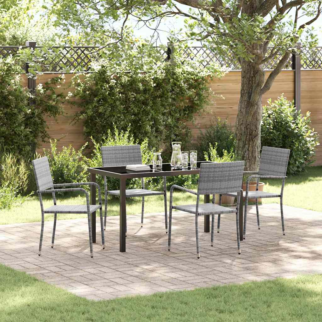 Σέτ φαγητού για κήπο με μαξιλάρι 5 pcs Γκρι συνθετικό ρατάν - Pakobazaar