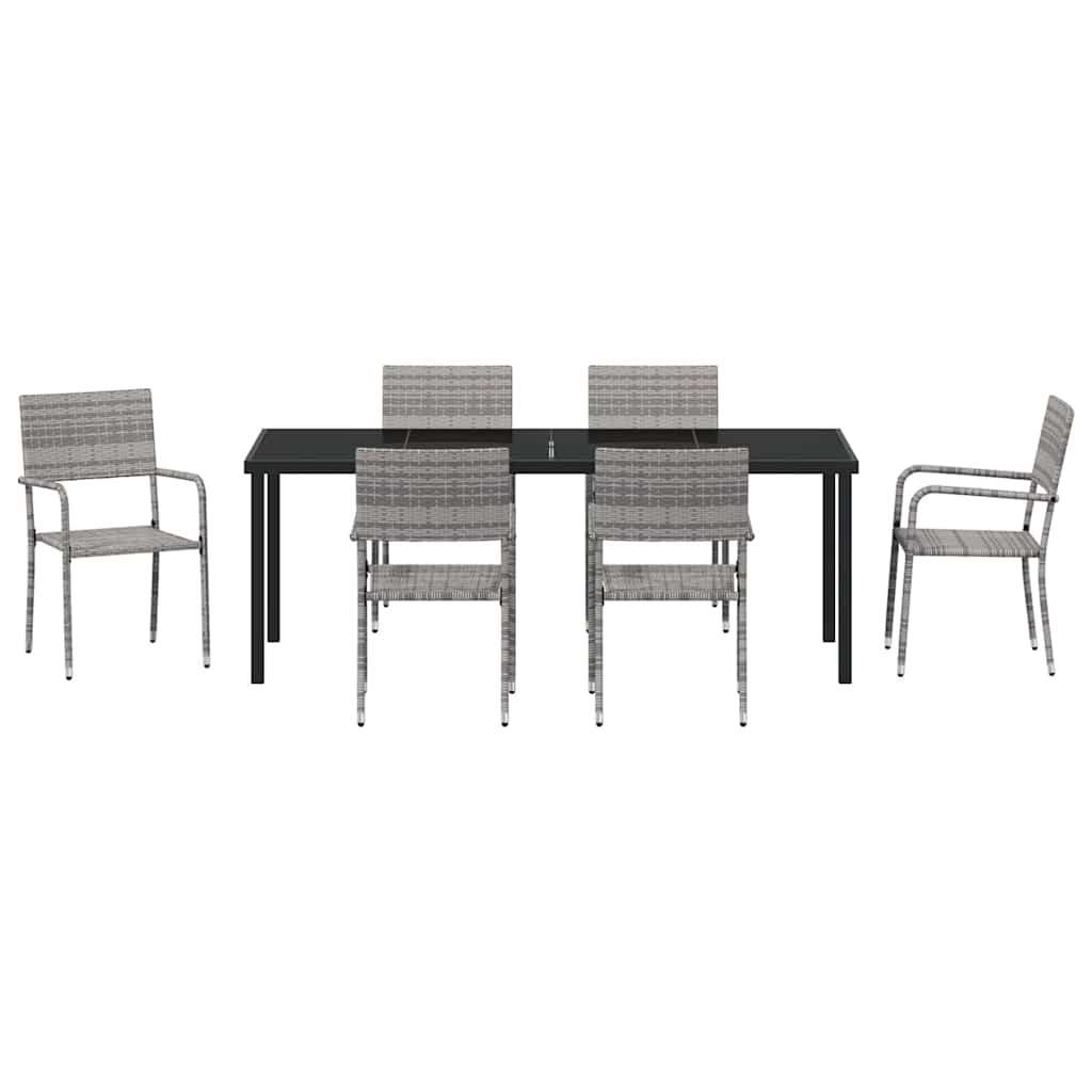 Σέτ φαγητού για κήπο με μαξιλάρι 7 pcs Γκρι συνθετικό ρατάν - Pakobazaar