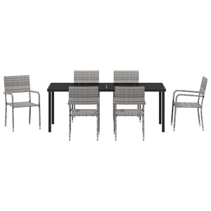 Σέτ φαγητού για κήπο με μαξιλάρι 7 pcs Γκρι συνθετικό ρατάν - Pakobazaar