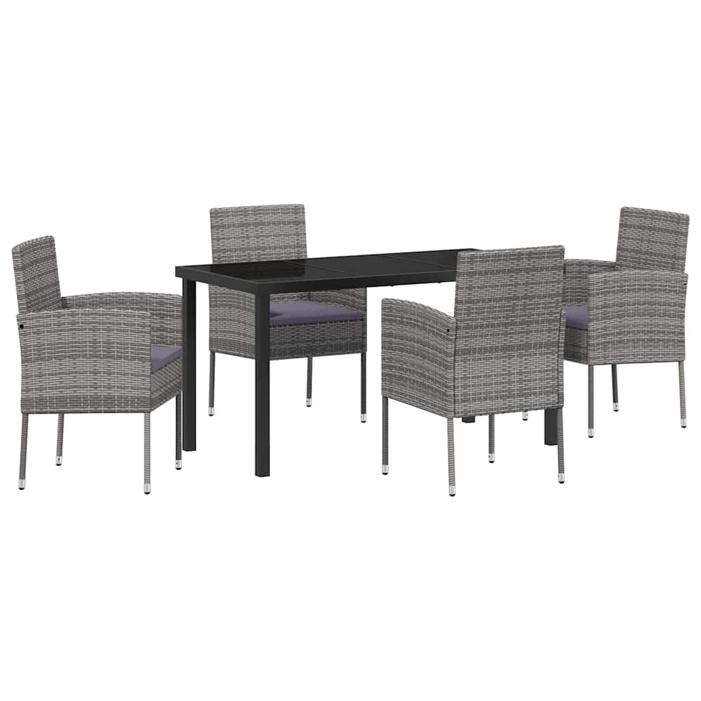 Σέτ φαγητού για κήπο με μαξιλάρι 5 pcs Γκρι συνθετικό ρατάν - Pakobazaar