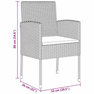 Σέτ φαγητού για κήπο με μαξιλάρι 7 pcs Γκρι συνθετικό ρατάν - Pakobazaar