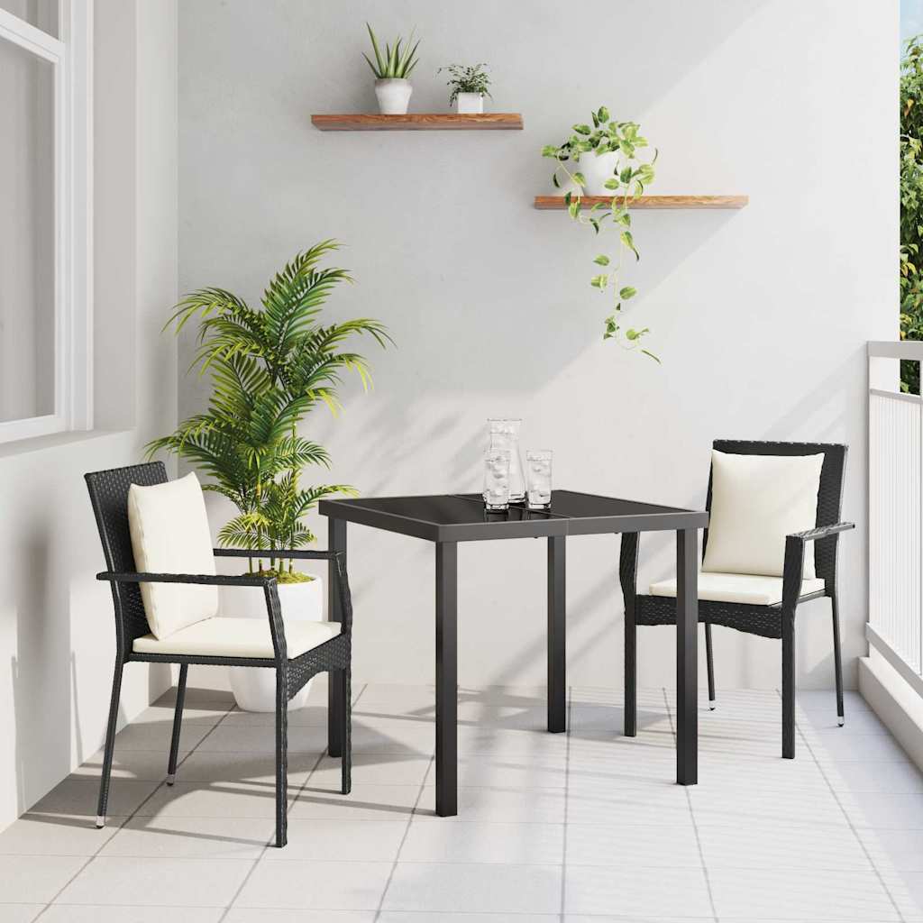 Σέτ φαγητού για κήπο με μαξιλάρι 3 pcs Μαύρο συνθετικό ρατάν - Pakobazaar