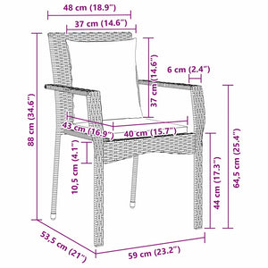 Σέτ φαγητού για κήπο με μαξιλάρι 5 pcs Μαύρο συνθετικό ρατάν - Pakobazaar