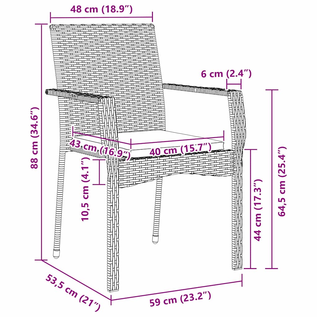 Σέτ φαγητού για κήπο με μαξιλάρι 5 pcs Μαύρο συνθετικό ρατάν - Pakobazaar