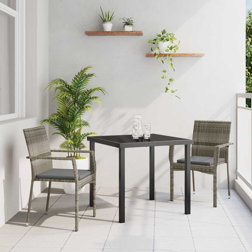 Σέτ φαγητού για κήπο με μαξιλάρι 3 pcs Γκρι συνθετικό ρατάν - Pakobazaar