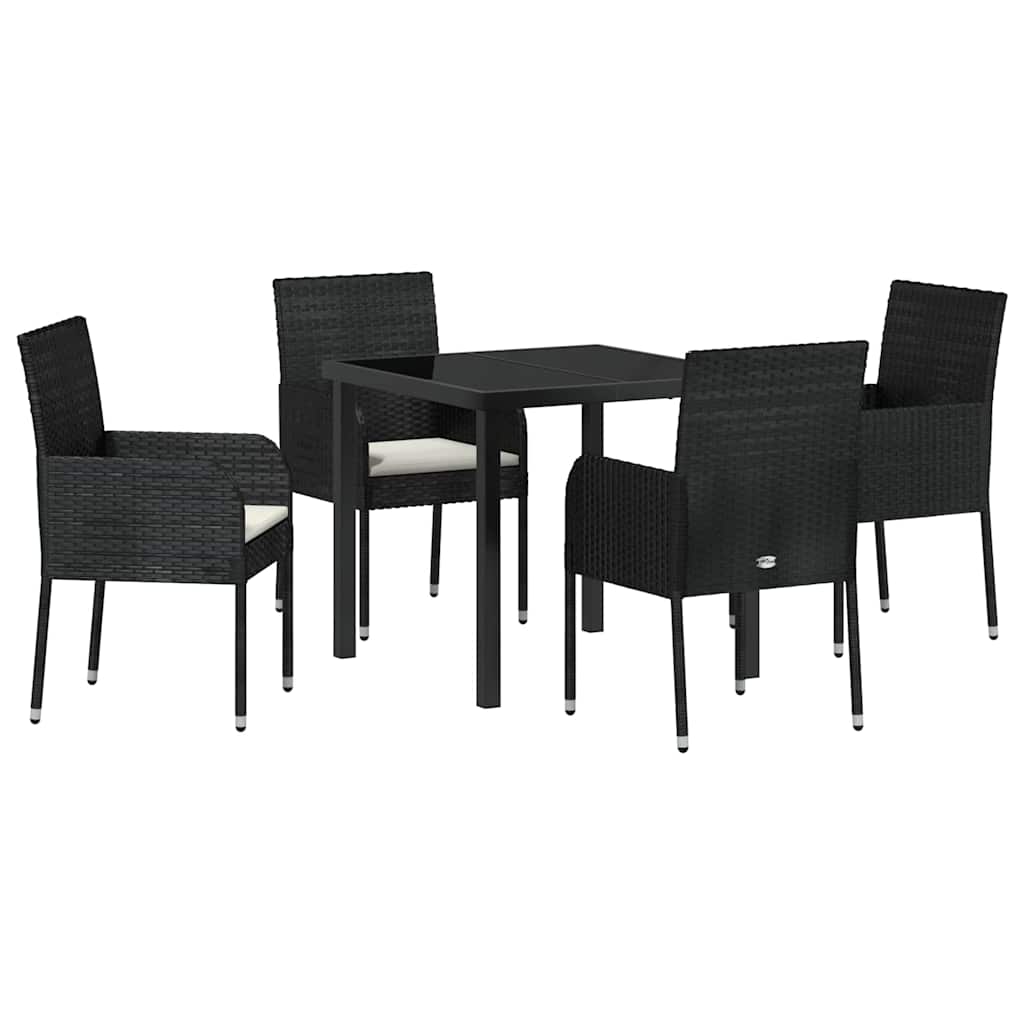 Σέτ φαγητού για κήπο με μαξιλάρι 5 pcs Μαύρο συνθετικό ρατάν - Pakobazaar