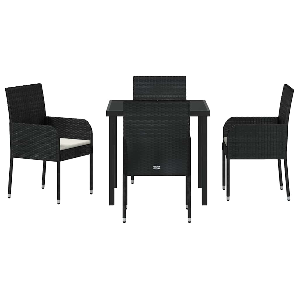 Σέτ φαγητού για κήπο με μαξιλάρι 5 pcs Μαύρο συνθετικό ρατάν - Pakobazaar
