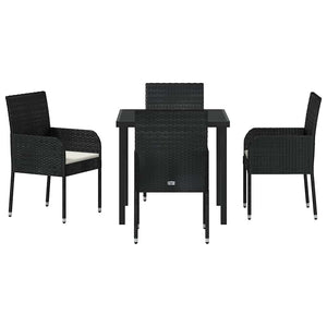 Σέτ φαγητού για κήπο με μαξιλάρι 5 pcs Μαύρο συνθετικό ρατάν - Pakobazaar