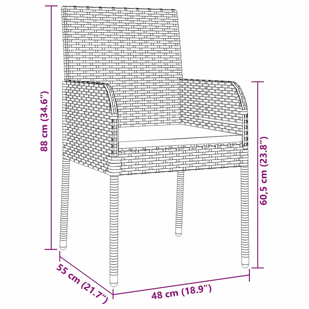Σέτ φαγητού για κήπο με μαξιλάρι 5 pcs Γκρι συνθετικό ρατάν - Pakobazaar