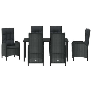 Σέτ φαγητού για κήπο με μαξιλάρι 7 pcs Μαύρο συνθετικό ρατάν - Pakobazaar