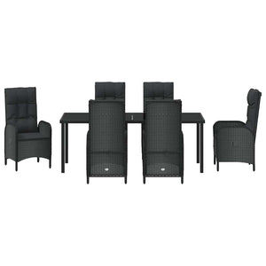 Σέτ φαγητού για κήπο με μαξιλάρι 7 pcs Μαύρο συνθετικό ρατάν - Pakobazaar