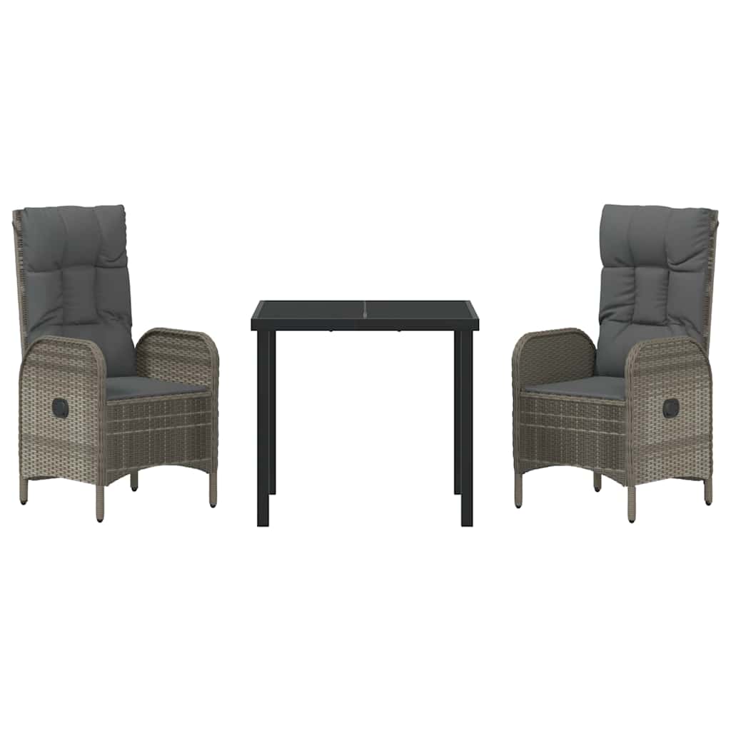 Σέτ φαγητού για κήπο με μαξιλάρι 3 pcs Γκρι συνθετικό ρατάν - Pakobazaar