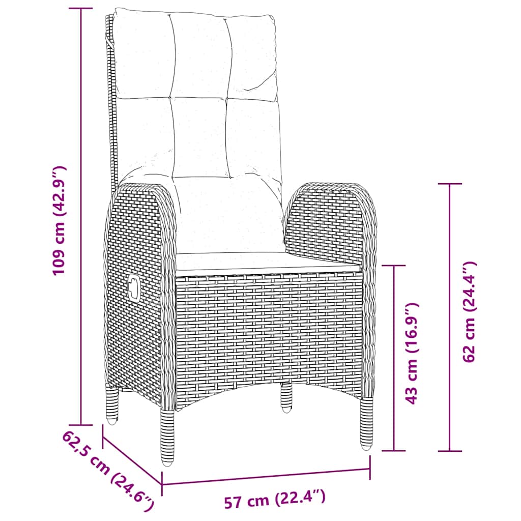 Σέτ φαγητού για κήπο με μαξιλάρι 5 pcs Γκρι συνθετικό ρατάν - Pakobazaar