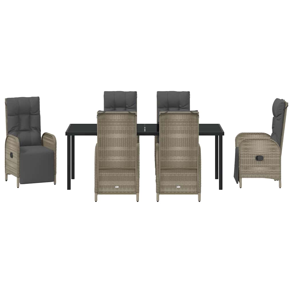 Σέτ φαγητού για κήπο με μαξιλάρι 7 pcs Γκρι συνθετικό ρατάν - Pakobazaar