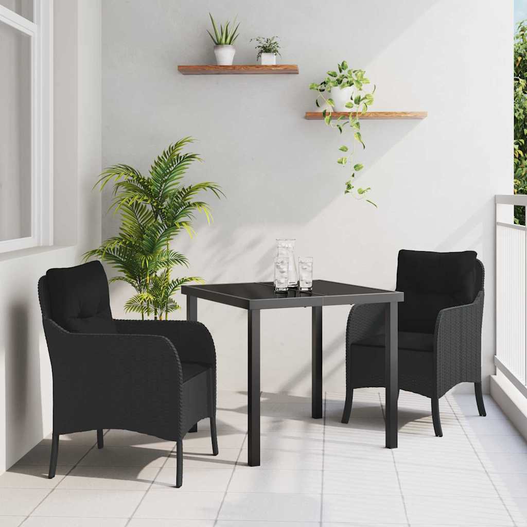 Σέτ φαγητού για κήπο με μαξιλάρι 3 pcs Μαύρο συνθετικό ρατάν - Pakobazaar
