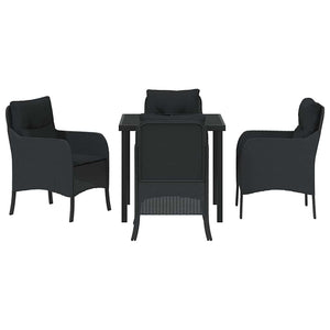 Σέτ φαγητού για κήπο με μαξιλάρι 5 pcs Μαύρο συνθετικό ρατάν - Pakobazaar