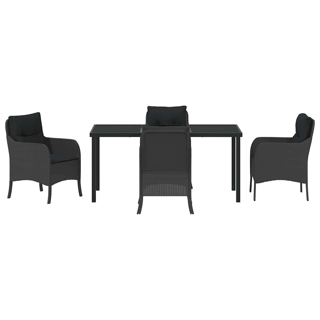 Σέτ φαγητού για κήπο με μαξιλάρι 5 pcs Μαύρο συνθετικό ρατάν - Pakobazaar