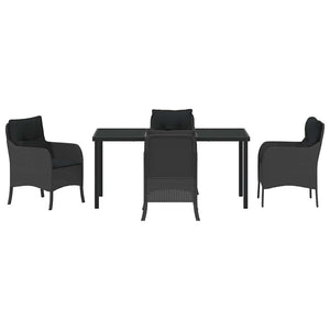 Σέτ φαγητού για κήπο με μαξιλάρι 5 pcs Μαύρο συνθετικό ρατάν - Pakobazaar