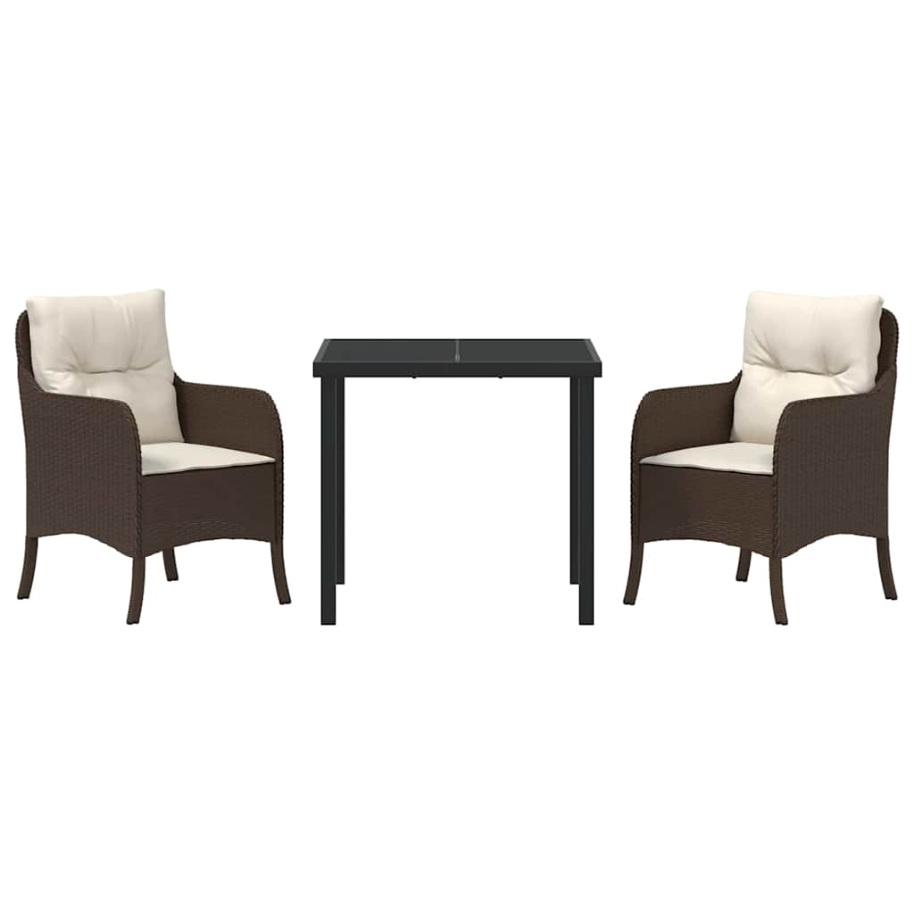 Σέτ φαγητού για κήπο με μαξιλάρι 3 pcs Καφέ συνθετικό ρατάν - Pakobazaar