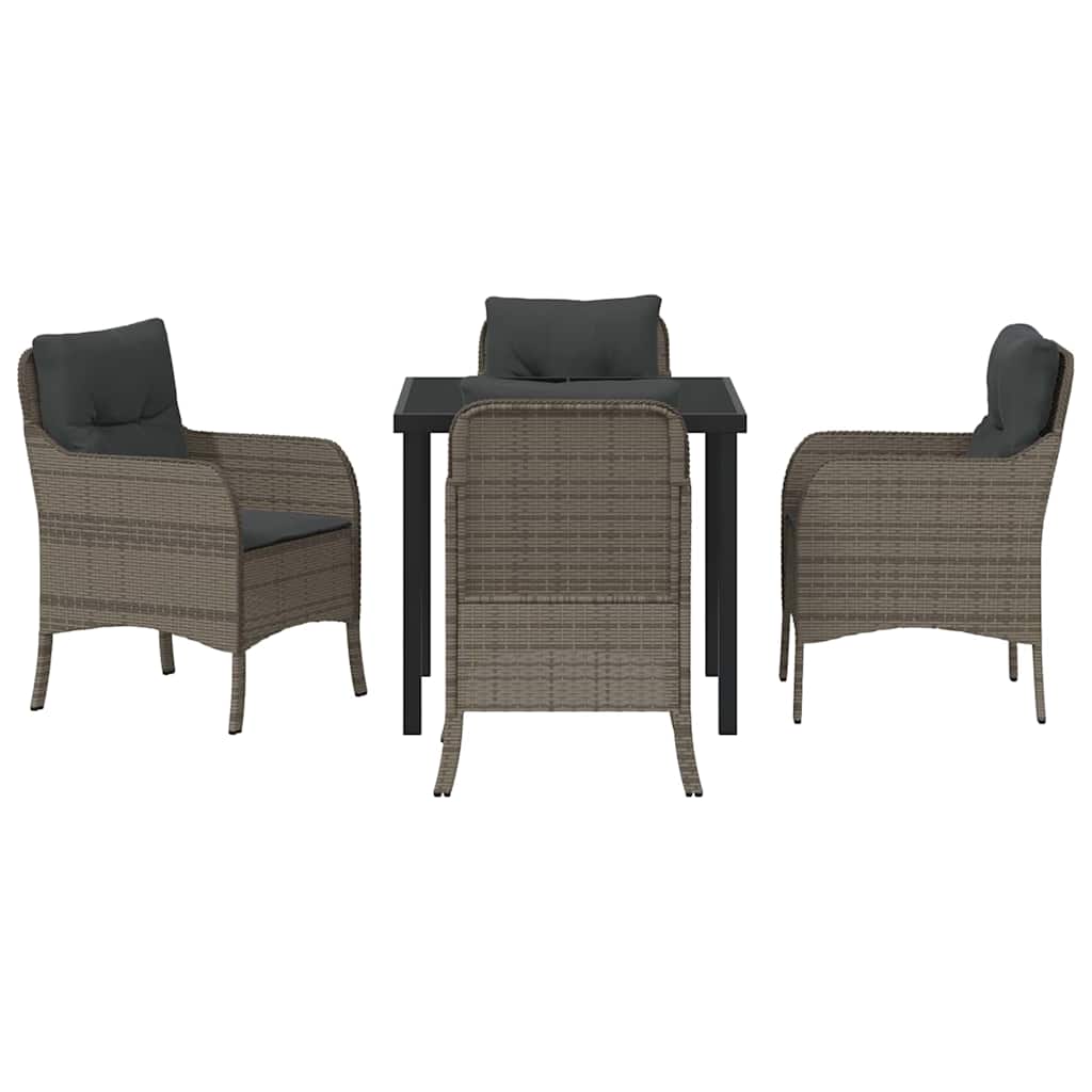 Σέτ φαγητού για κήπο με μαξιλάρι 5 pcs Γκρι συνθετικό ρατάν - Pakobazaar