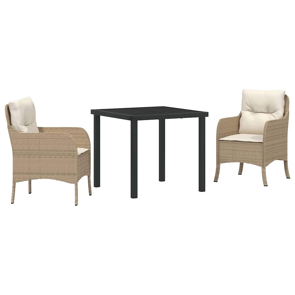 Σέτ φαγητού για κήπο με μαξιλάρι 3 pcs Μπεζ συνθετικό ρατάν - Pakobazaar