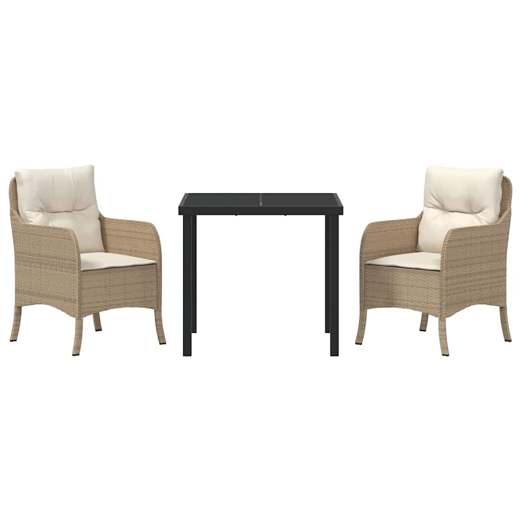 Σέτ φαγητού για κήπο με μαξιλάρι 3 pcs Μπεζ συνθετικό ρατάν - Pakobazaar