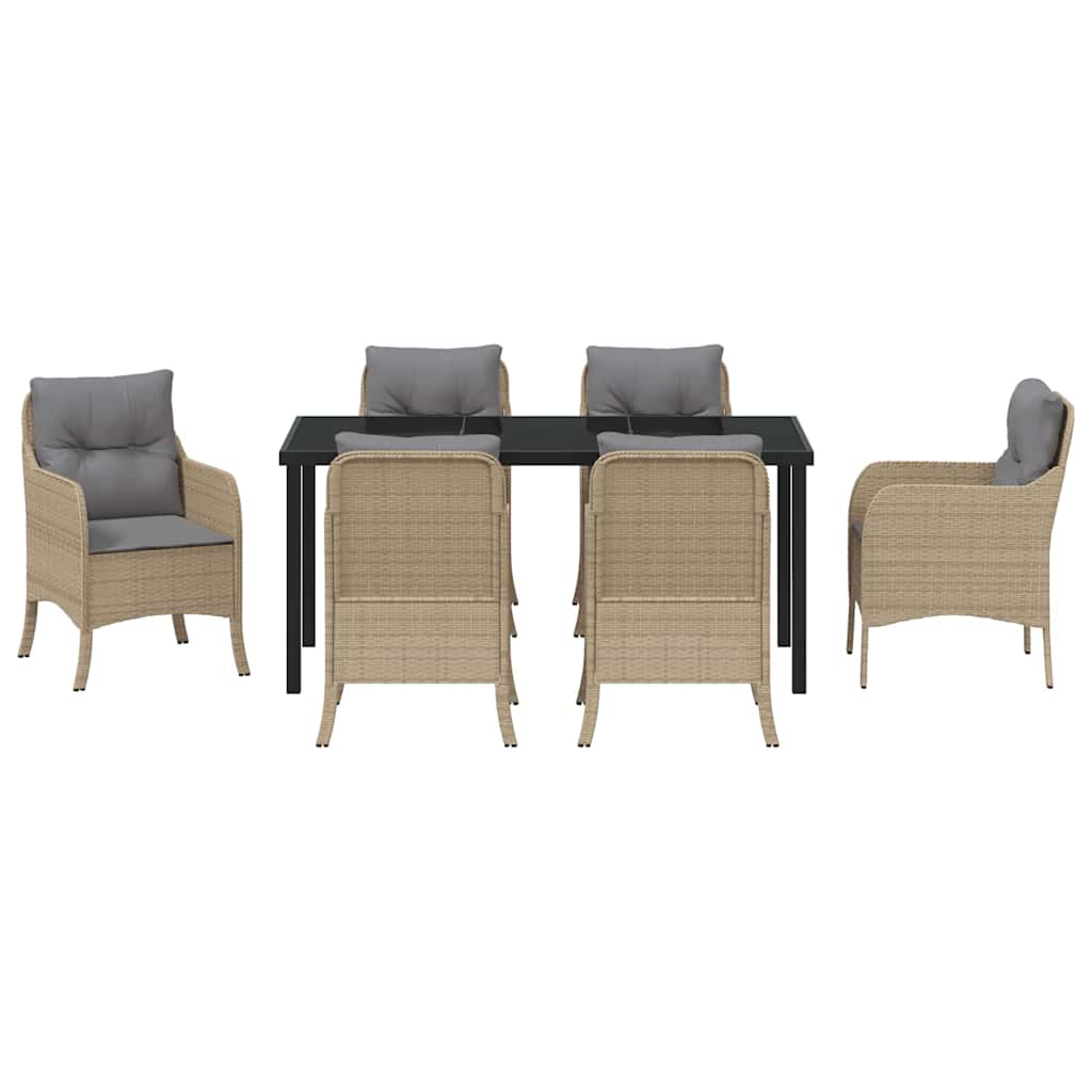 Σέτ φαγητού για κήπο με μαξιλάρι 7 pcs Μπεζ συνθετικό ρατάν - Pakobazaar