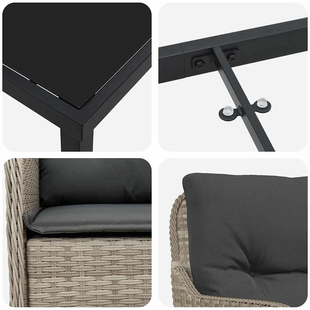 Σέτ φαγητού για κήπο 5 pcs Ανοιχτό γκρι συνθετικό ρατάν - Pakobazaar