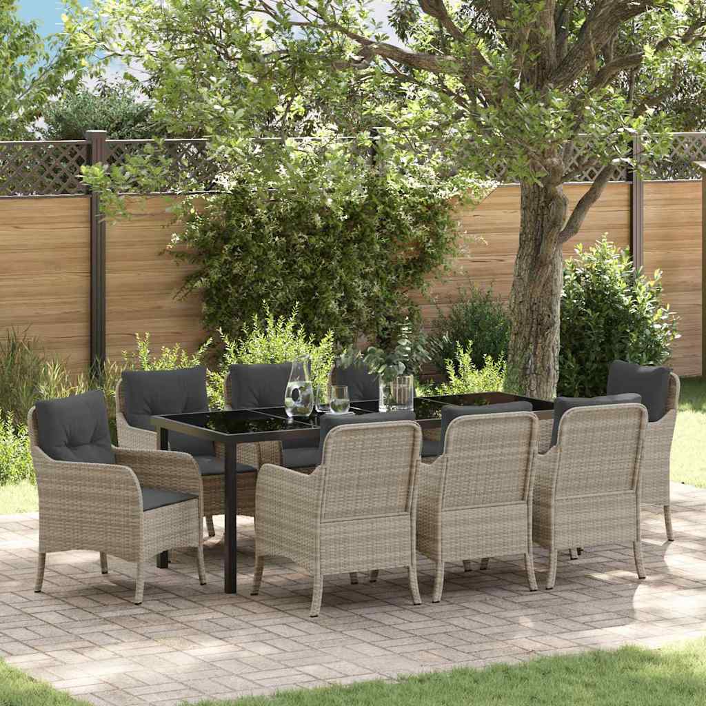 Σέτ φαγητού για κήπο 9 pcs Ανοιχτό γκρι συνθετικό ρατάν - Pakobazaar