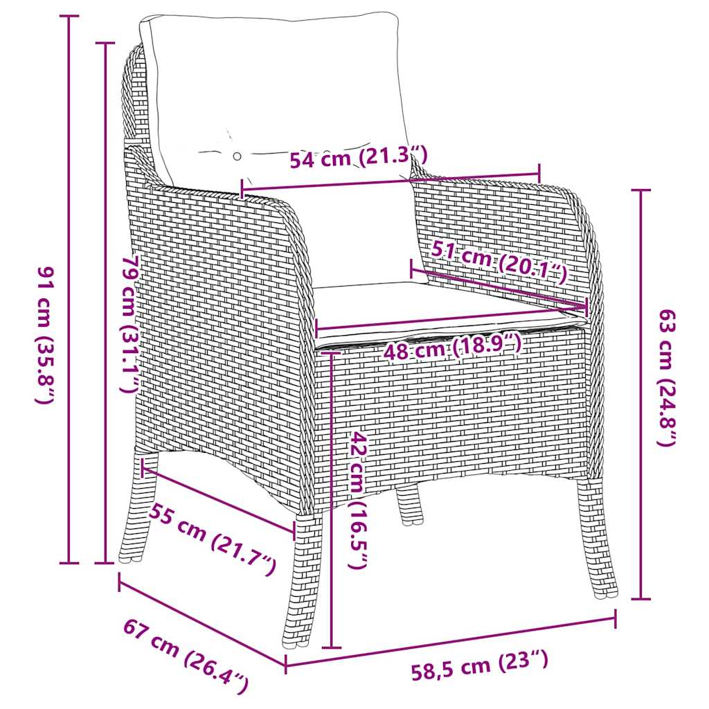 Σέτ φαγητού για κήπο με μαξιλάρι 5 pcs Γκρι συνθετικό ρατάν - Pakobazaar