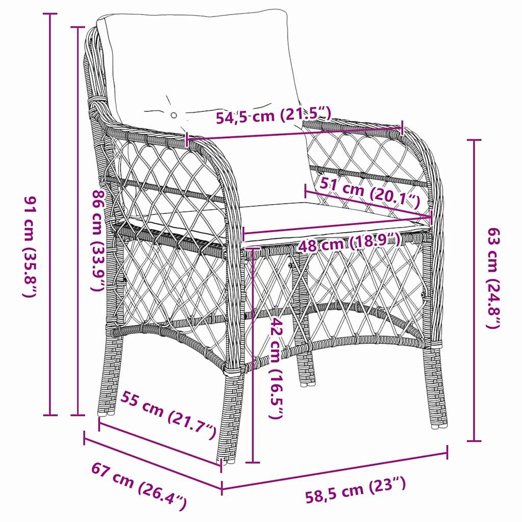 Σέτ φαγητού για κήπο με μαξιλάρι 5 pcs Μαύρο συνθετικό ρατάν - Pakobazaar