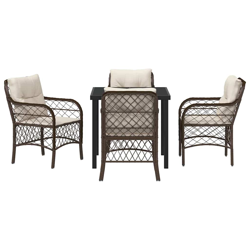 Σέτ φαγητού για κήπο με μαξιλάρι 5 pcs Καφέ συνθετικό ρατάν - Pakobazaar