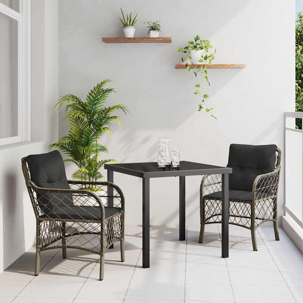 Σέτ φαγητού για κήπο με μαξιλάρι 3 pcs Γκρι συνθετικό ρατάν - Pakobazaar
