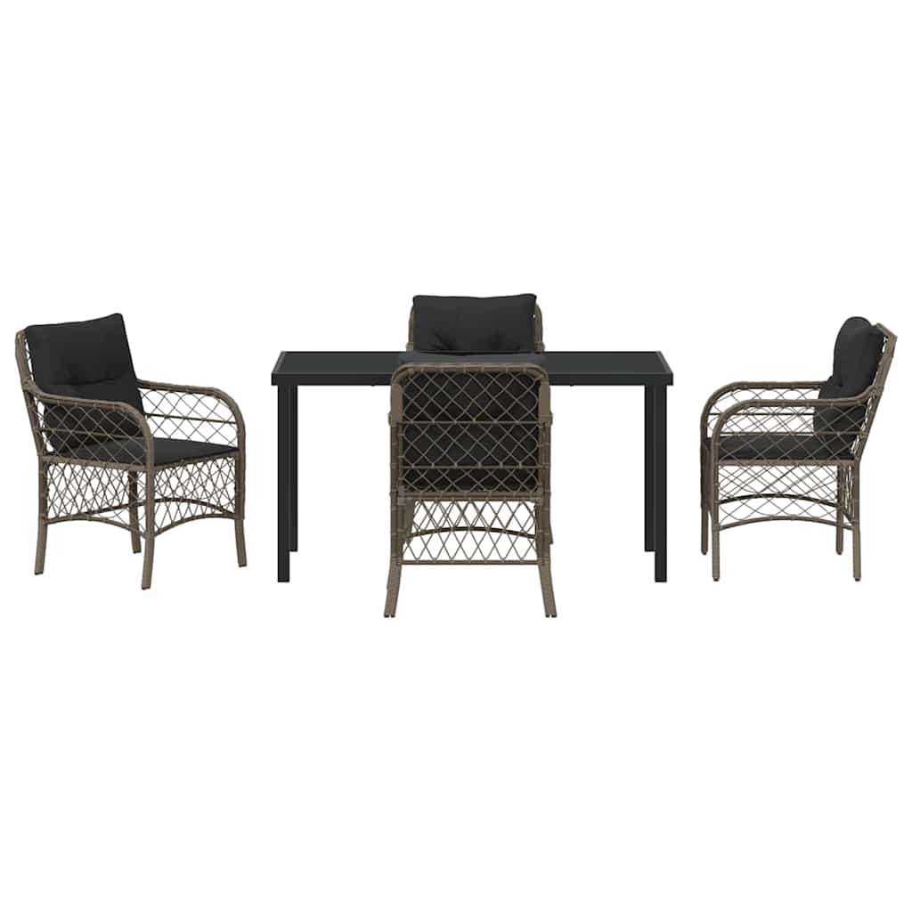 Σέτ φαγητού για κήπο με μαξιλάρι 5 pcs Γκρι συνθετικό ρατάν - Pakobazaar