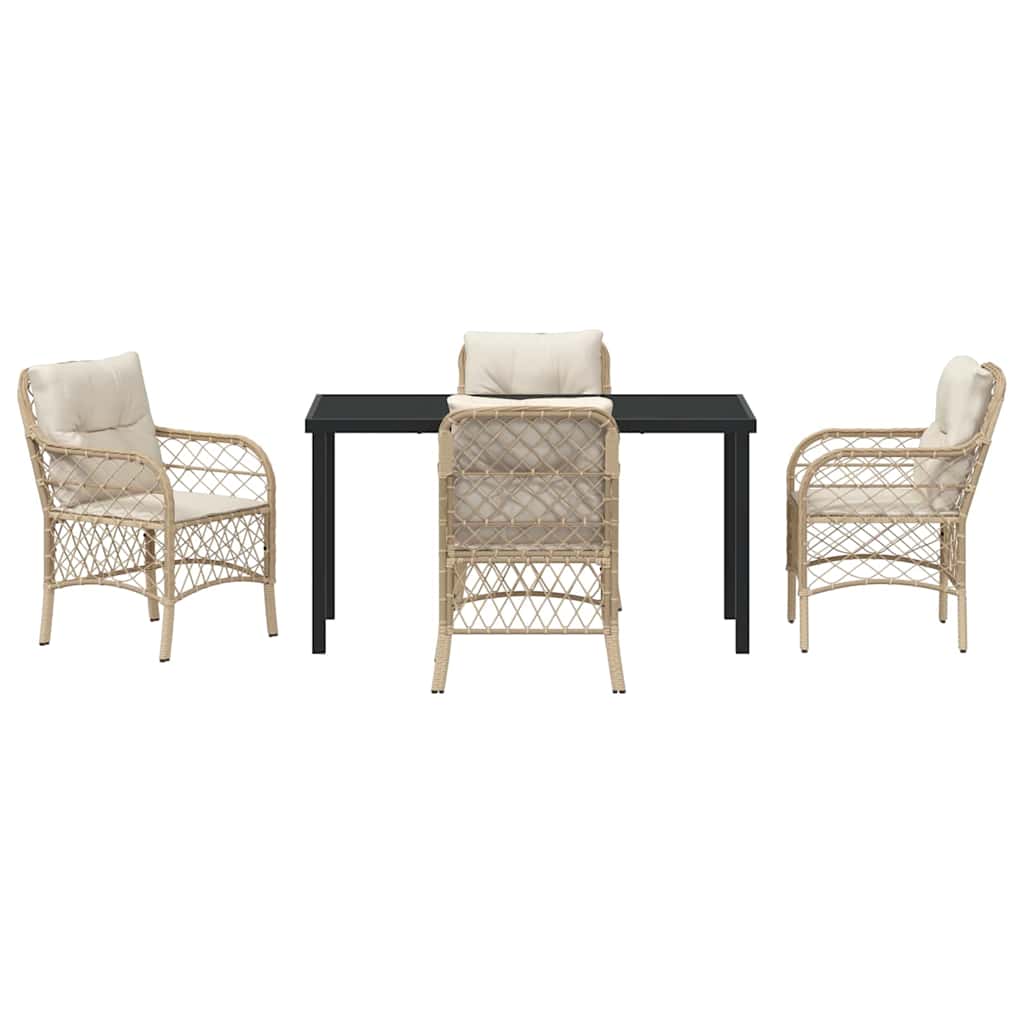 Σέτ φαγητού για κήπο με μαξιλάρι 5 pcs Μπεζ συνθετικό ρατάν - Pakobazaar