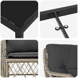 Σέτ φαγητού για κήπο 3 pcs Ανοιχτό γκρι συνθετικό ρατάν - Pakobazaar