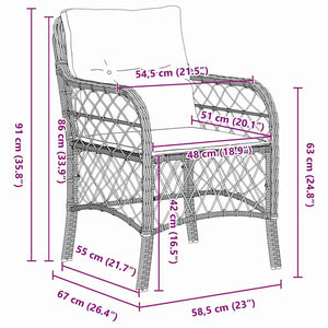 Σέτ φαγητού για κήπο με μαξιλάρι 5 pcs Γκρι και Μαύρο Ρατάν - Pakobazaar