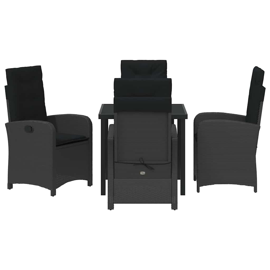 Σέτ φαγητού για κήπο με μαξιλάρι 5 pcs Μαύρο συνθετικό ρατάν - Pakobazaar