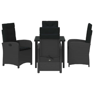 Σέτ φαγητού για κήπο με μαξιλάρι 5 pcs Μαύρο συνθετικό ρατάν - Pakobazaar