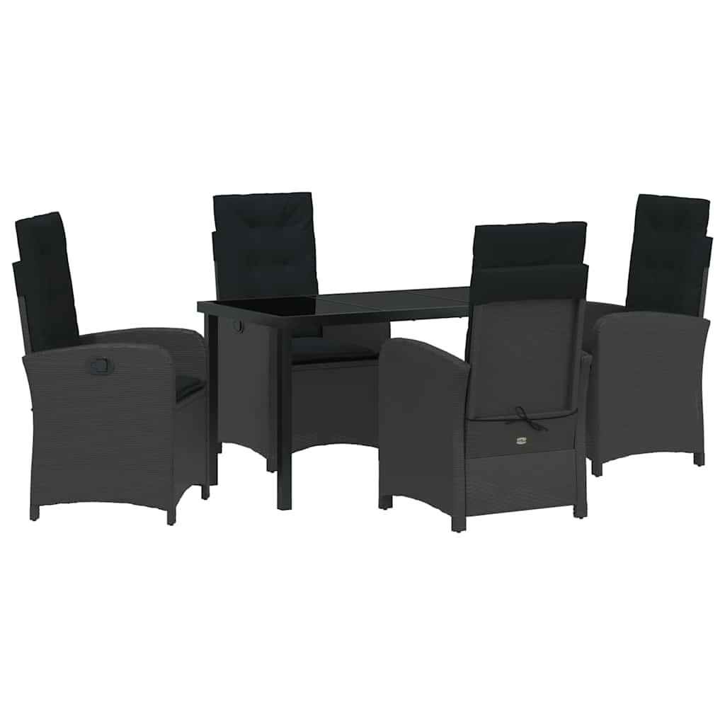 Σέτ φαγητού για κήπο με μαξιλάρι 5 pcs Μαύρο συνθετικό ρατάν - Pakobazaar