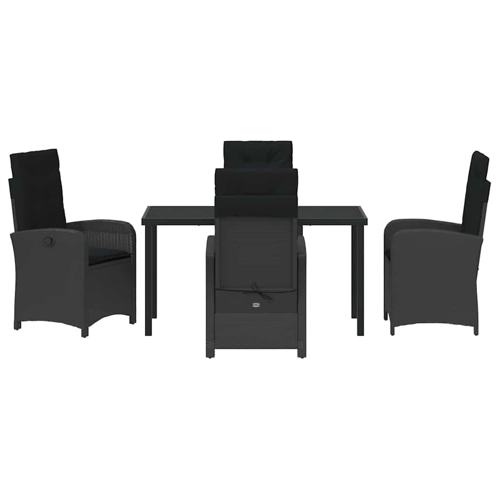 Σέτ φαγητού για κήπο με μαξιλάρι 5 pcs Μαύρο συνθετικό ρατάν - Pakobazaar