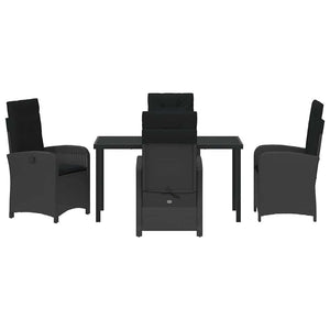 Σέτ φαγητού για κήπο με μαξιλάρι 5 pcs Μαύρο συνθετικό ρατάν - Pakobazaar