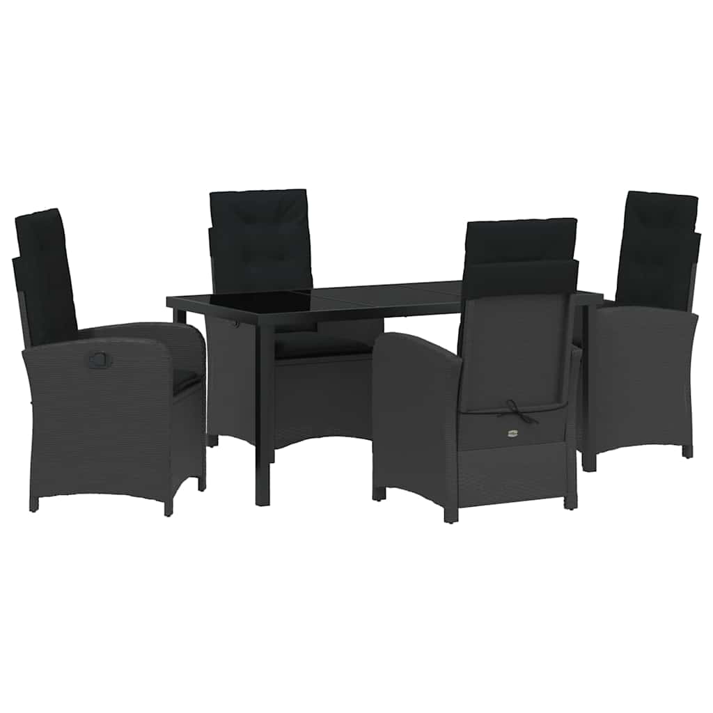 Σέτ φαγητού για κήπο με μαξιλάρι 5 pcs Μαύρο συνθετικό ρατάν - Pakobazaar