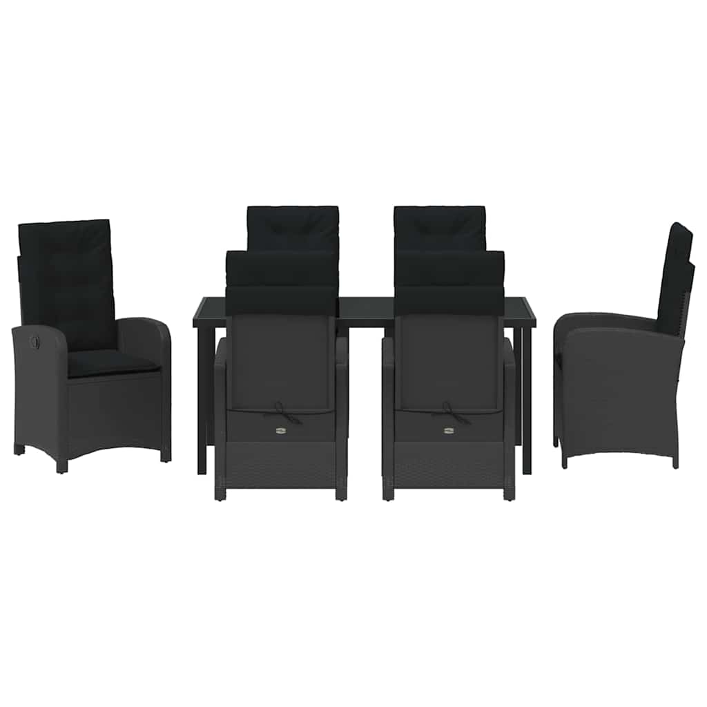 Σέτ φαγητού για κήπο με μαξιλάρι 7 pcs Μαύρο συνθετικό ρατάν - Pakobazaar