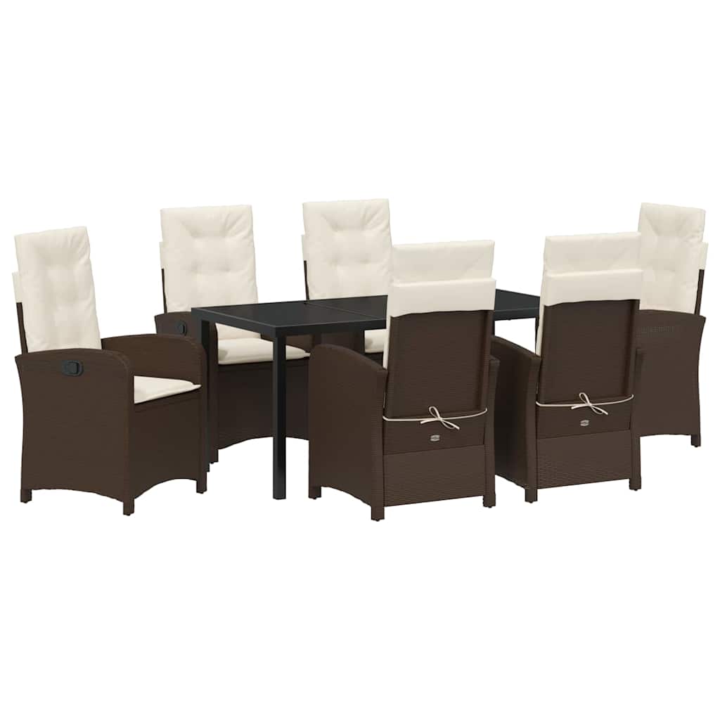 Σέτ φαγητού για κήπο με μαξιλάρι 7 pcs Καφέ συνθετικό ρατάν - Pakobazaar