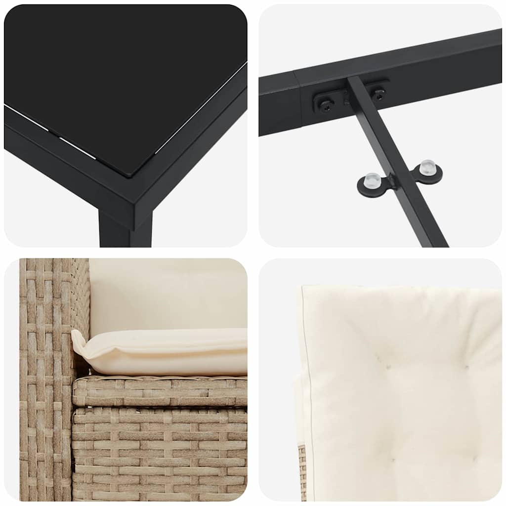 Σέτ φαγητού για κήπο με μαξιλάρι 5 pcs Μπεζ συνθετικό ρατάν - Pakobazaar