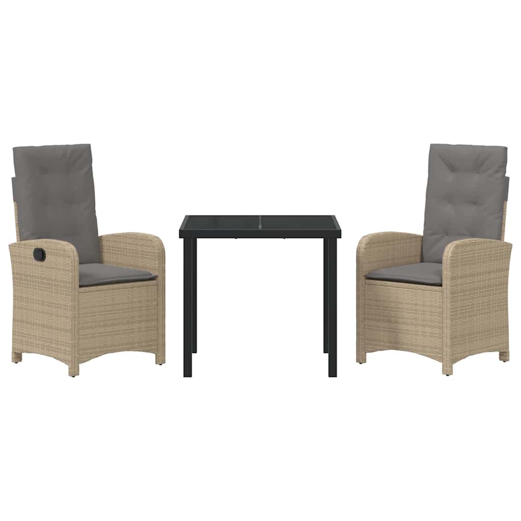 Σέτ φαγητού για κήπο με μαξιλάρι 3 pcs Μπεζ συνθετικό ρατάν - Pakobazaar