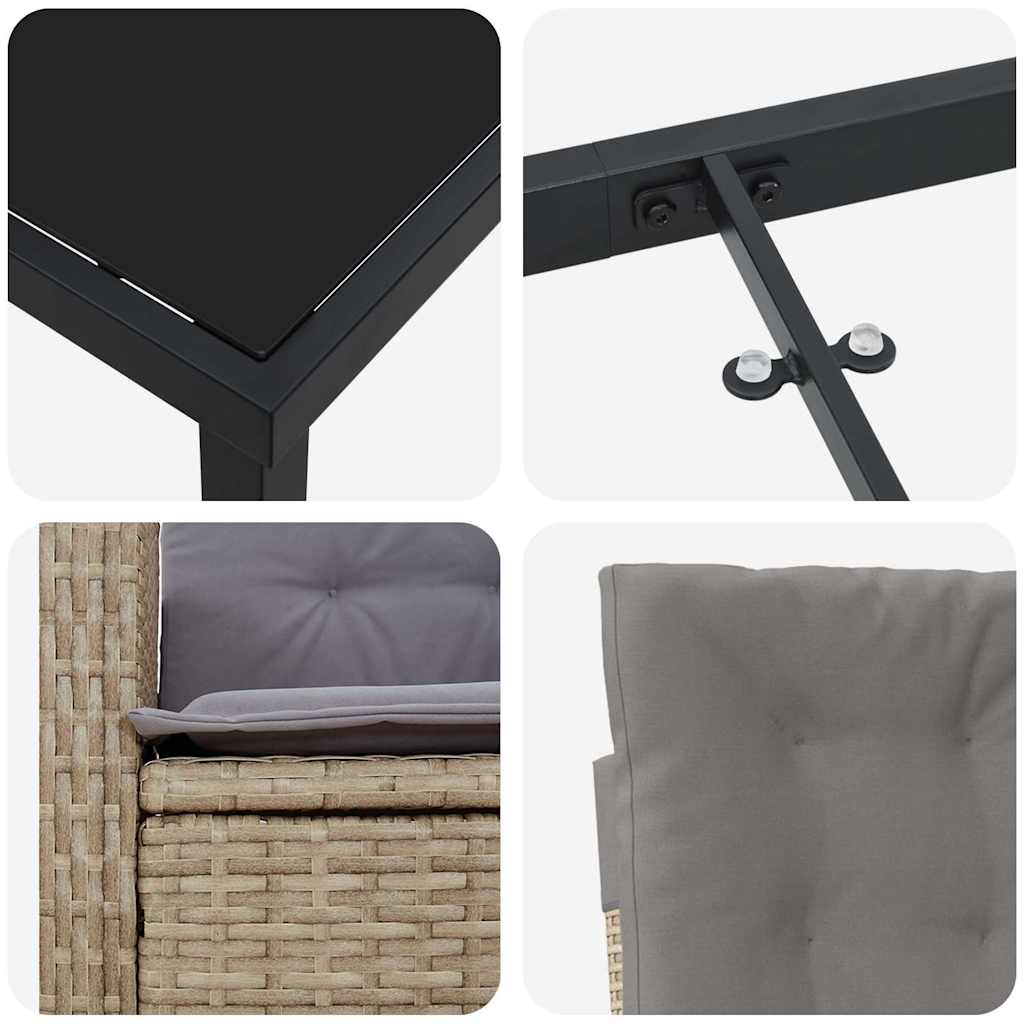 Σέτ φαγητού για κήπο με μαξιλάρι 5 pcs Μπεζ συνθετικό ρατάν - Pakobazaar