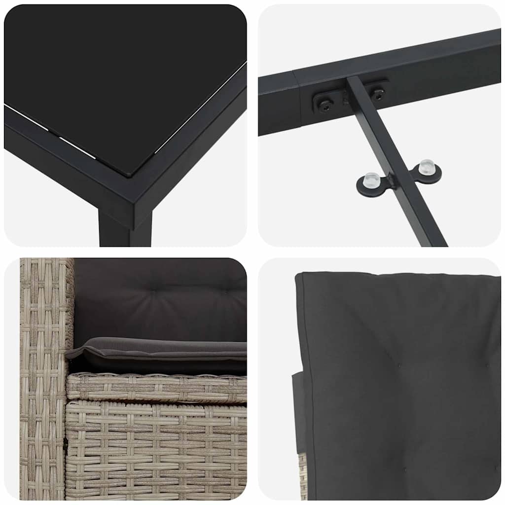 Σέτ φαγητού για κήπο 9 pcs Ανοιχτό γκρι συνθετικό ρατάν - Pakobazaar